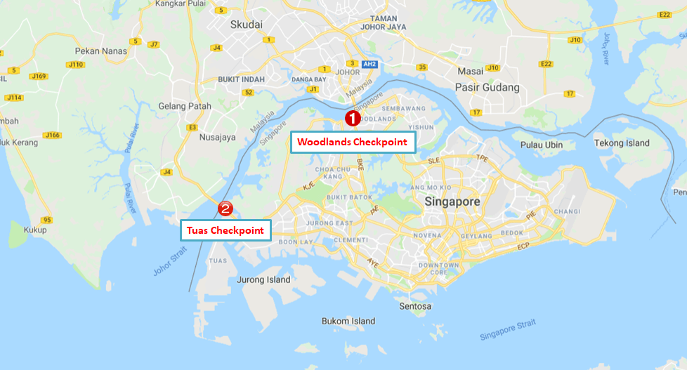 Peta Tuas dan Woodlands